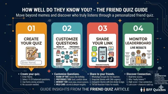 Friends taking the Friend Quiz Infographic on BestieQuizzes.com